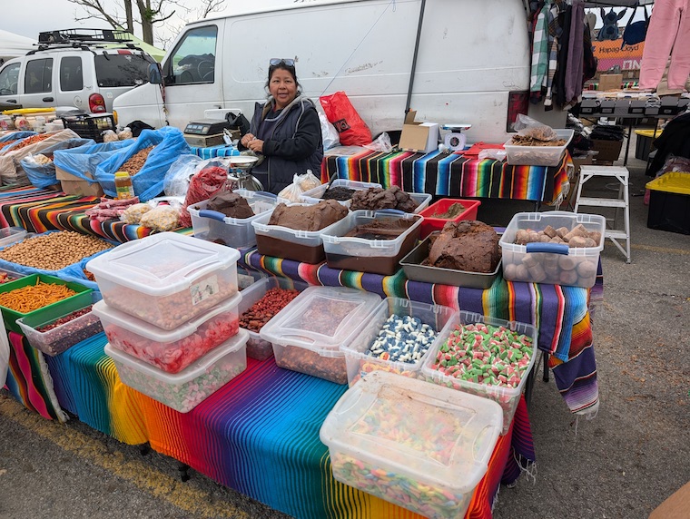 Of course the outdoor vendors had a little bit of everything ... including MOLE from all over Mexico I'm told - coloradito (reddish mole) shown here.